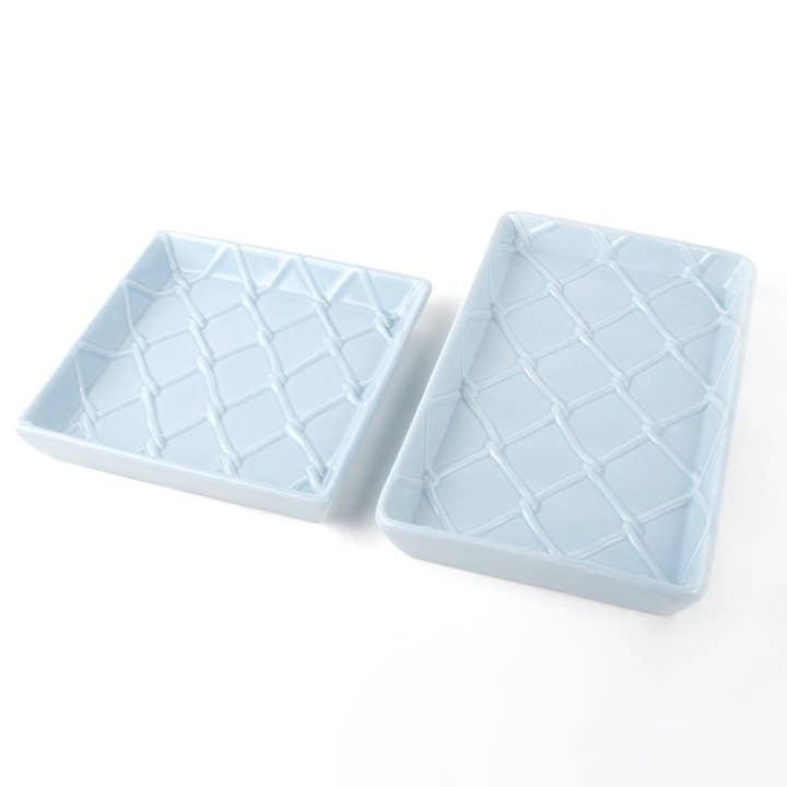 8 Oak Lane - Wholesale Napkin Holder - Light Blue Textured Guest Towel Tray2