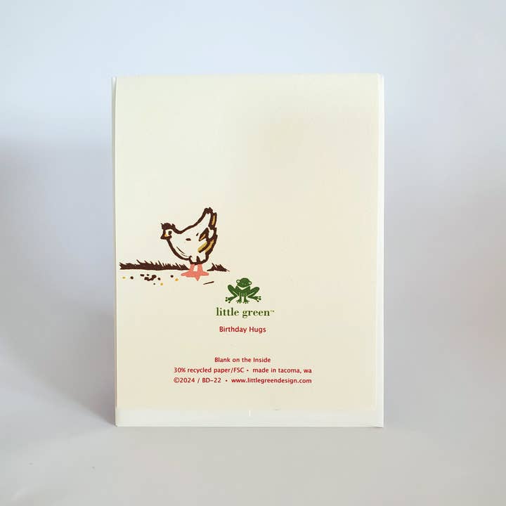 Little Green - Wholesale Birthday Card - Birthday Hug Chicken Greeting Card