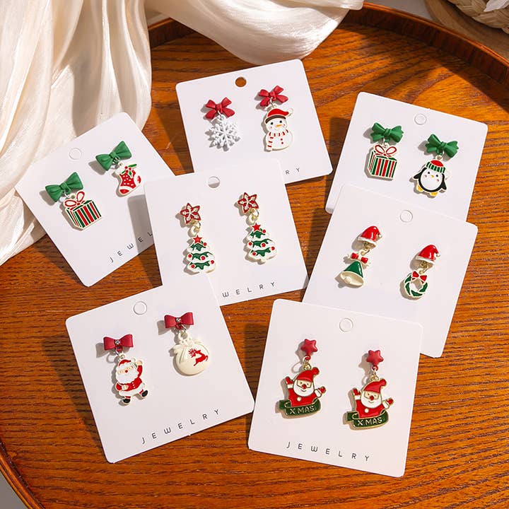 MKS America - Wholesale Stud/Post Earrings - Christmas Snowman Bell Socks Penguin Stud Earrings