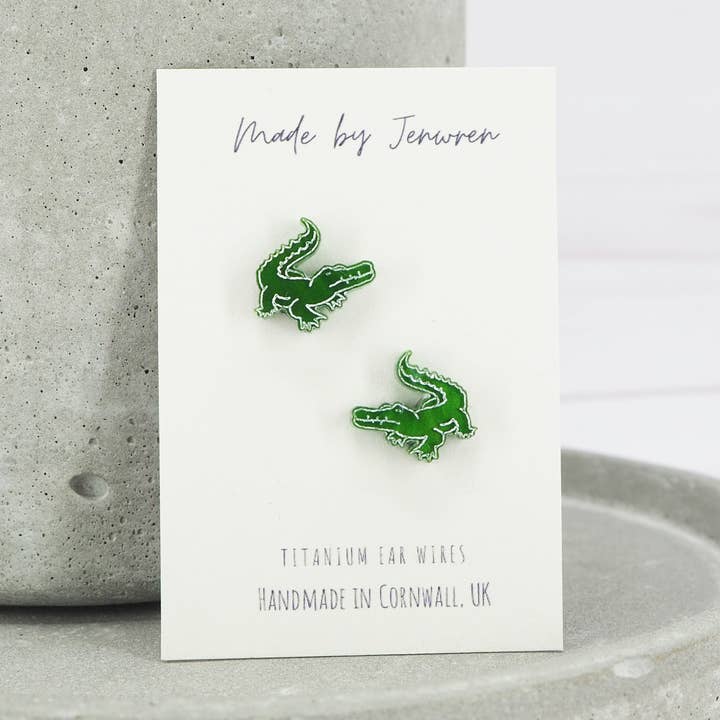 Alligator stud earrings. for wholesale by MadebyJenWren
