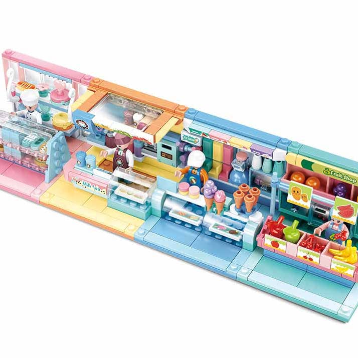 Texas Toy Distribution - Wholesale Building Set - Kids - Food Shop Building Brick Display Set (x2 of each kit A-D)3