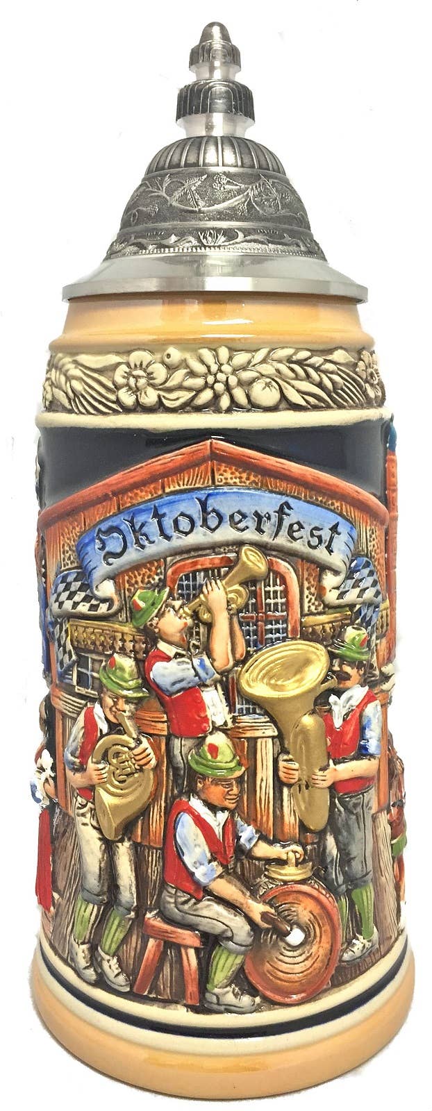 Pinnacle Peak Trading - Wholesale Beer Glass/Mug - Oktoberfest Musicians with People Drinking Beer LE0