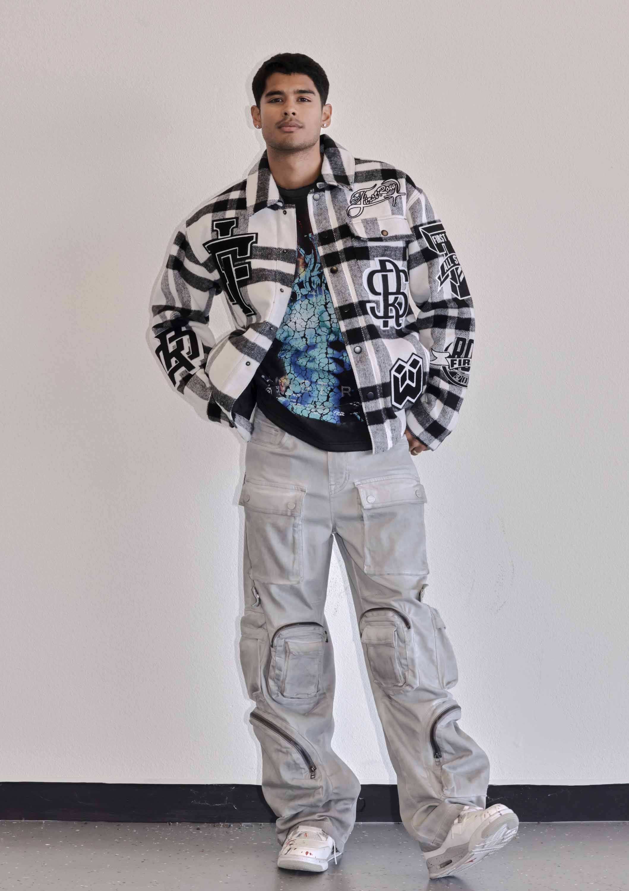 First Row - Vente Jean – homme - Pantalon cargo large en denim utilitaire Y2K14