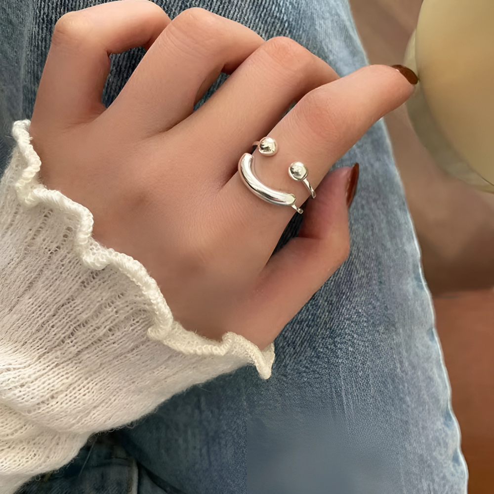 Ashlen - Venta al por mayor Anillos grandes/de cóctel - Anillo Smiley Mood ajustable2