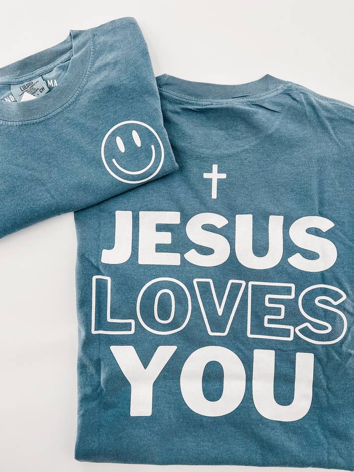 Smile Jesus Loves You Tee for wholesale by Hand Made Alabama