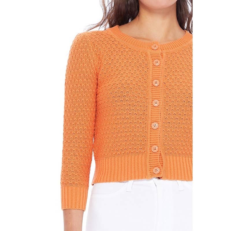Mak – Engroshandel Cardigan - Dame – Mak 3/4-ærmet kort strikket cardigan med rund hals MK351485