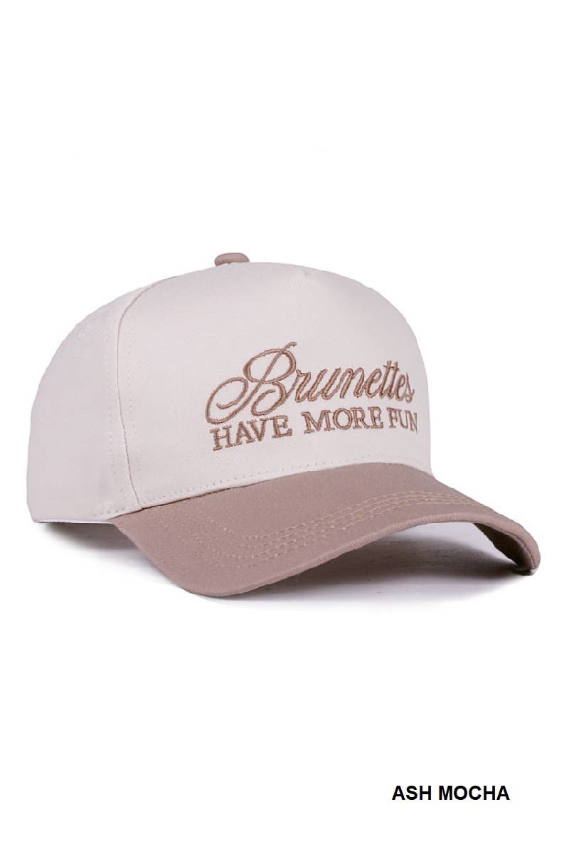 42POPS - Wholesale Baseball Cap - Women's - ,,.._ 1015 Brunettes Have More Fun Two Tone Canvas Cotton Cap SI-289114