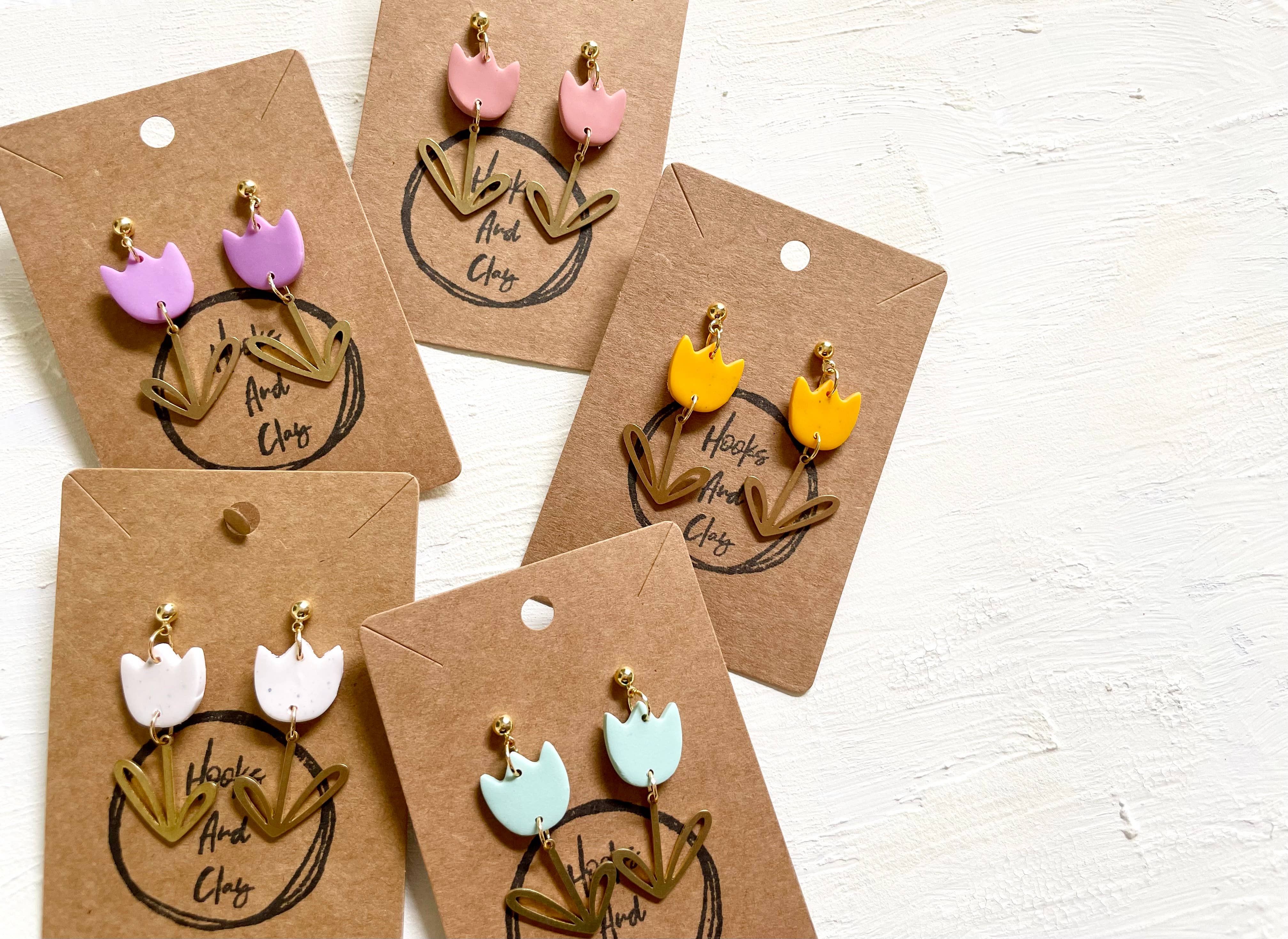 Hooks and Clay - Wholesale Dangle Earrings - Spring Tulips- Polymer Clay4