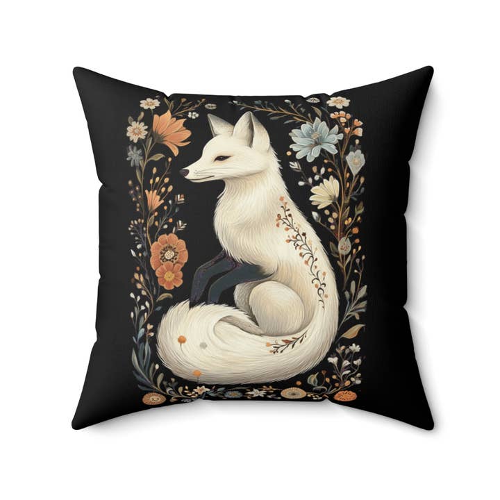 Upside Down Owl Farm - Wholesale Throw/Decorative Pillow - Enchanted Arctic Fox Pillow, Woodland Animal Throw Pillow