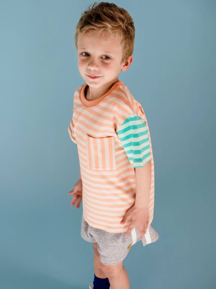 PRINTED STRIPE SHORT SLEEVE T-SHIRT for wholesale by Rock Your Baby