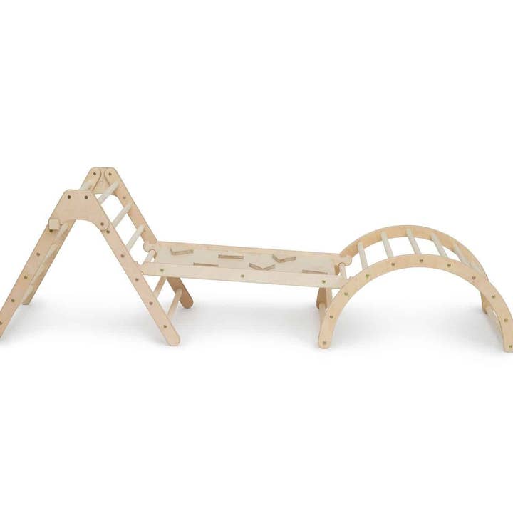 Kletterling - Vendita all'ingrosso Giocattolo in legno - Bambini - Set koalaling - triangolo da arrampicata (70 cm) con scivolo e fiocco8