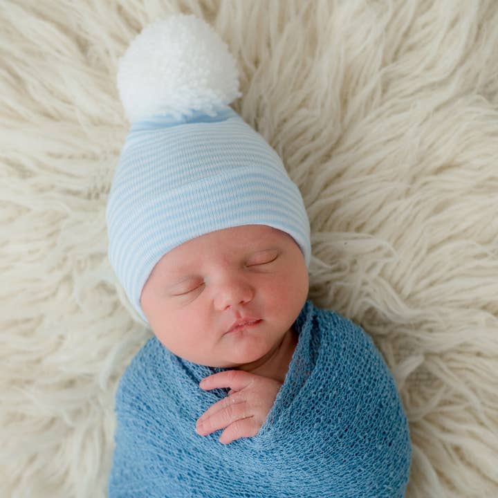 www.ilybean.com - Vendita all'ingrosso Cappello - Neonati - Berretto da ospedale neonato a righe blu o rosa e bianche