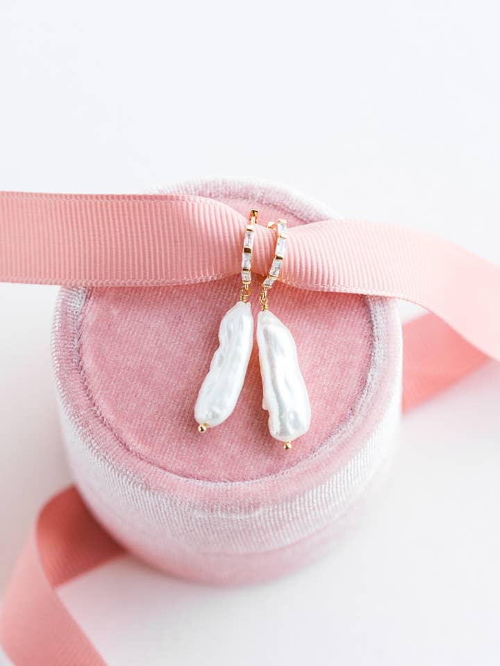 Ava Pearl Earrings for wholesale by Rachelyn Jewelry