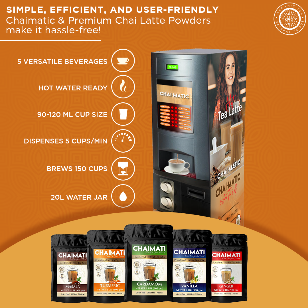 PRIDE INDIA BRANDS - Wholesale Coffee Machine - Chaimatic Instant 4 in 1 Hot-Iced Chai & Coffee Machine 4