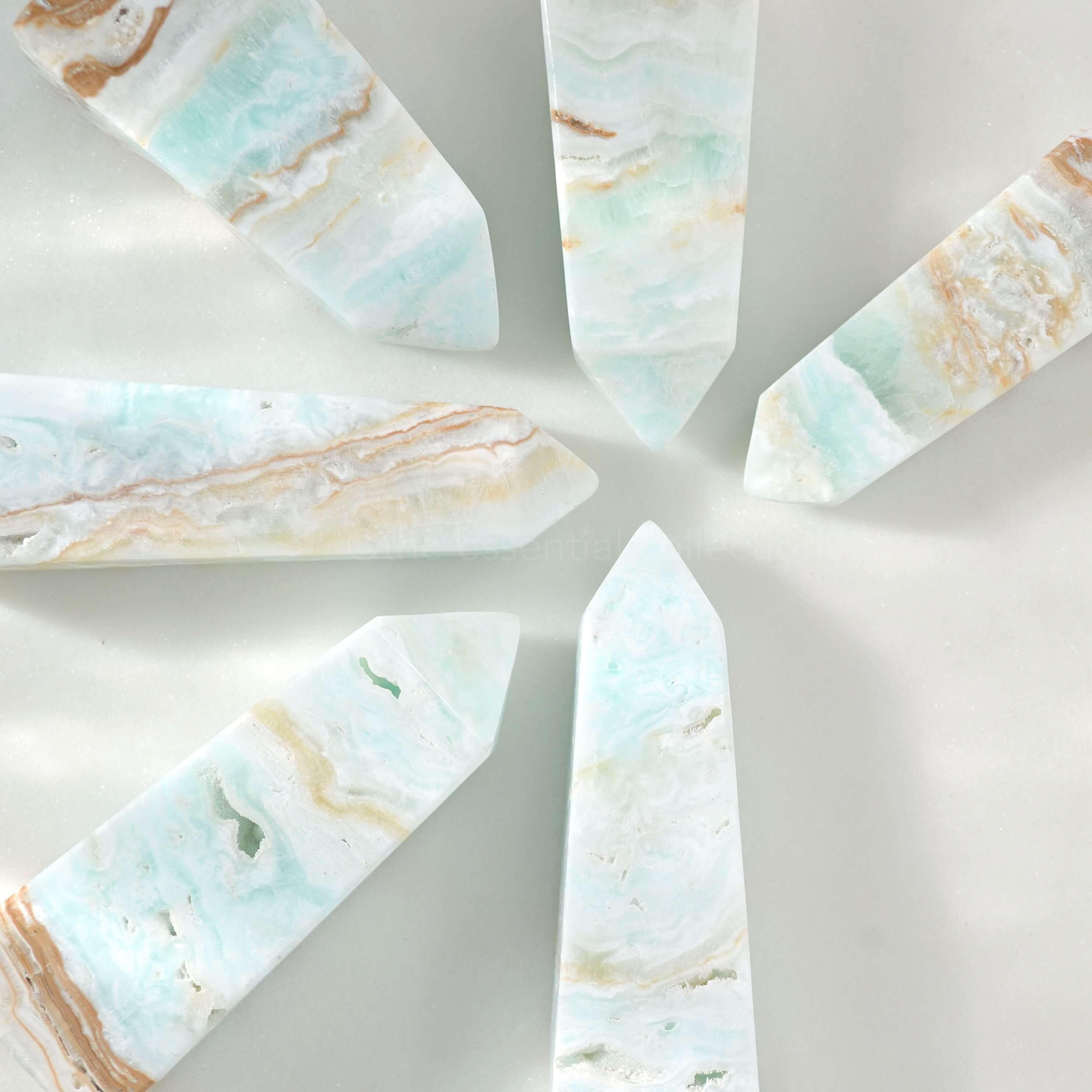 The Essential Collection - Wholesale Spiritual Stone/Crystal - Set of Three Crystal Towers Caribbean Calcite1