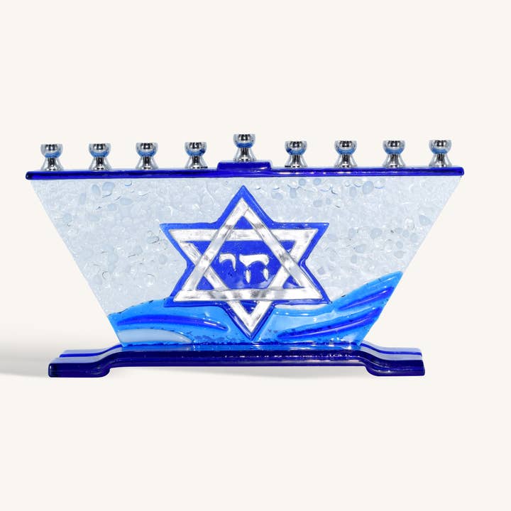 Ner Mitzvah – wholesale Menora – Handgjorda glas Menorah - Davidsstjärnan0