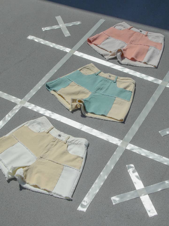 VERY J - Wholesale Shorts - Women's - NP70779-Soft Washed Color Block Casual Shorts