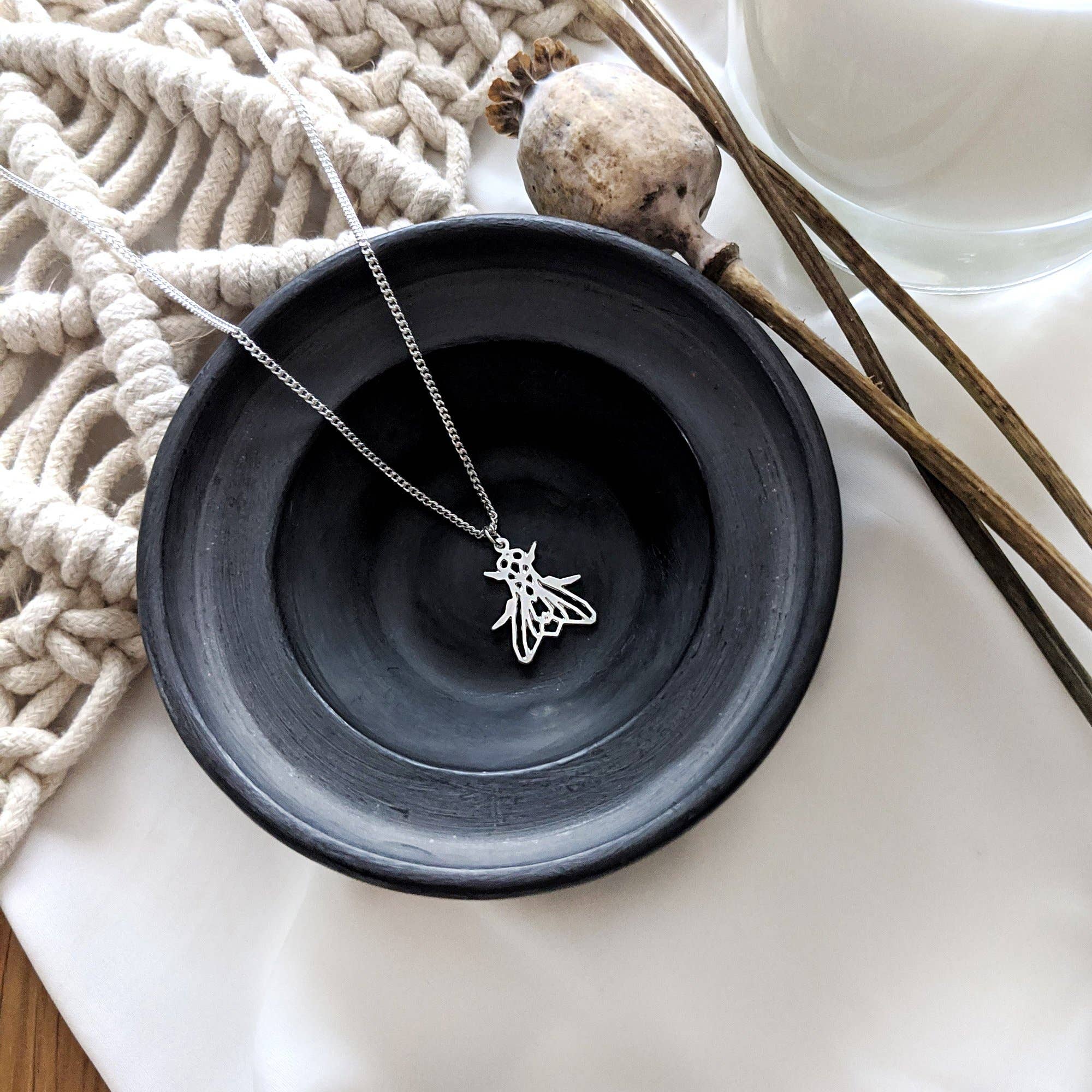 Shany Design Studio - Vente Colliers à pendentif - Collier Insecte Mouche Origami Doré/Argent6