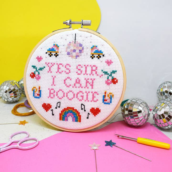 The Make Arcade - Wholesale Embroidery/Cross Stitch Supplies - 'Yes sir, I can Boogie' Large Cross Stitch Kit
