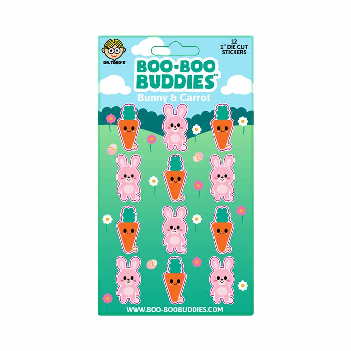 Boo Boo Buddies® Bunny & Carrot Sticker Sheet – Collectible for wholesale by Boo Boo Buddies
