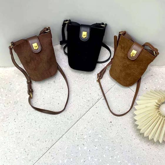P24008B Small Suede-Like Faux Leather Crossbody Bag for wholesale by Pretty Persuasions