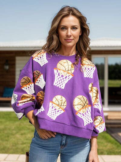 ClassiQ - Wholesale Sweatshirt - Women's - Basketball Round Neck Long Sleeve Sweatshirt3