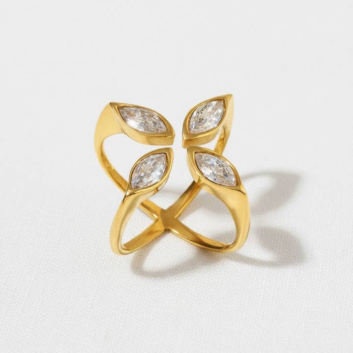 Gold Cross Eye Open Snake Ring for wholesale by paperln