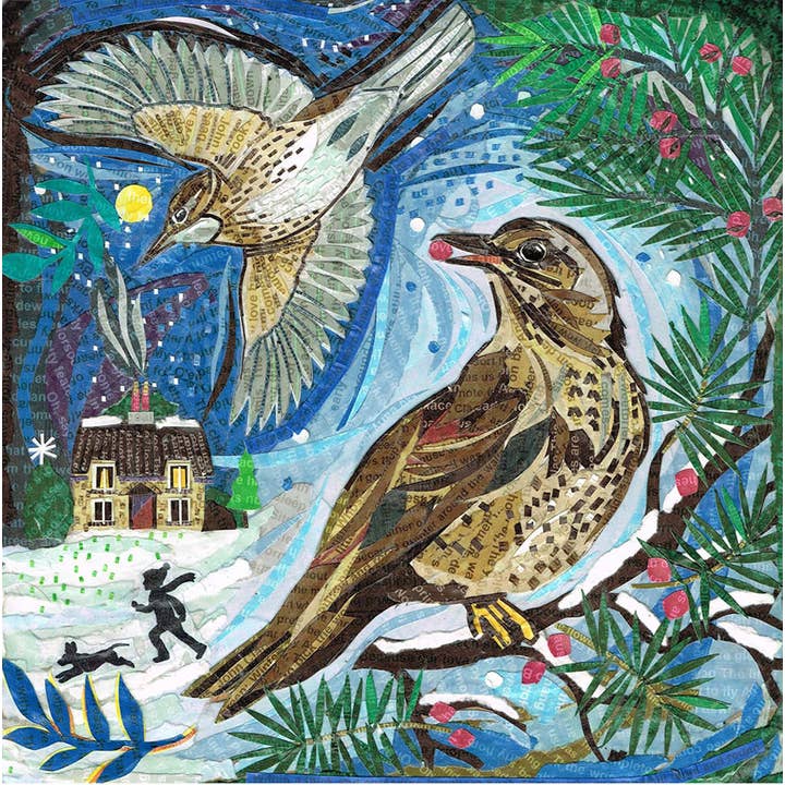 The Winter Thrush Winter – Square Card 148mm, 6 Pack for wholesale by Jamie Poole