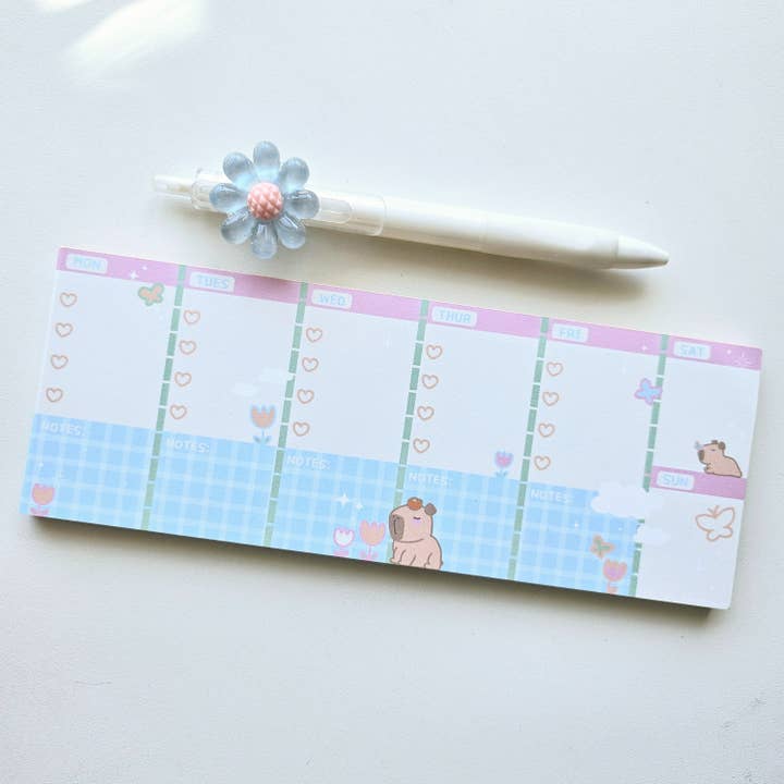 Stationary 3"X8" Weekly Planner with Capybara for wholesale by To The Ends