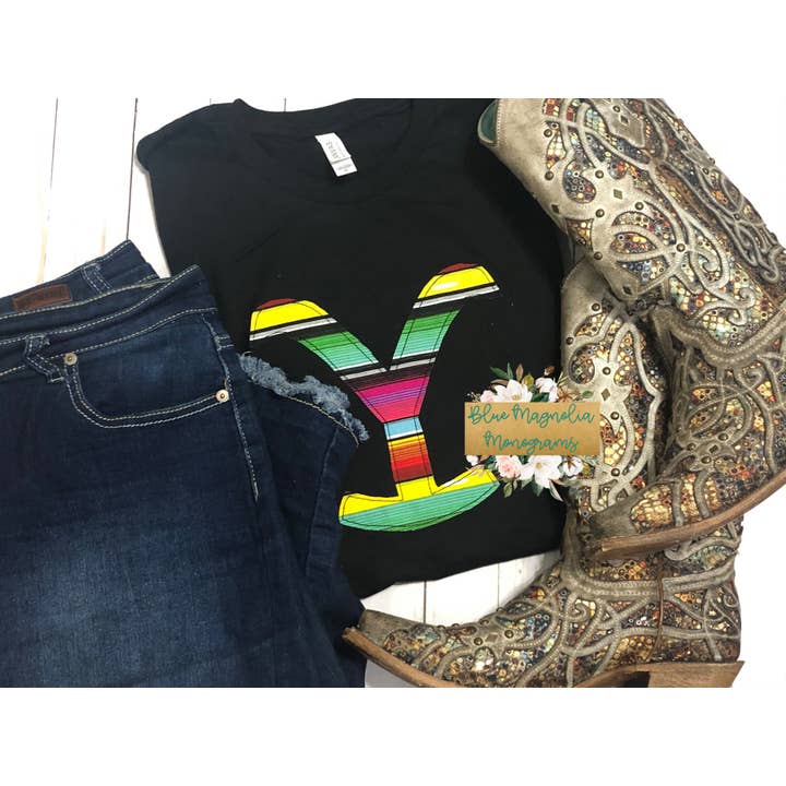 Yellow Brand Raggy Tee for wholesale by BLUE MAGNOLIA MONOGRAMS