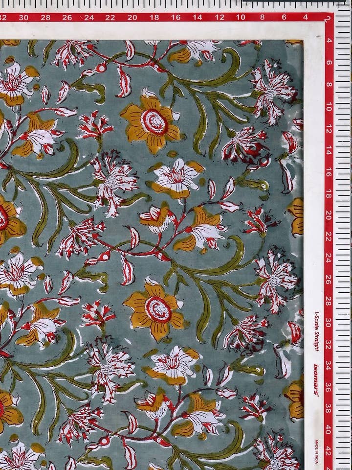 Telas estampadas a mano: tela hecha a mano en metros, tela por yarda para venta al por mayor de Jai Texart LLP