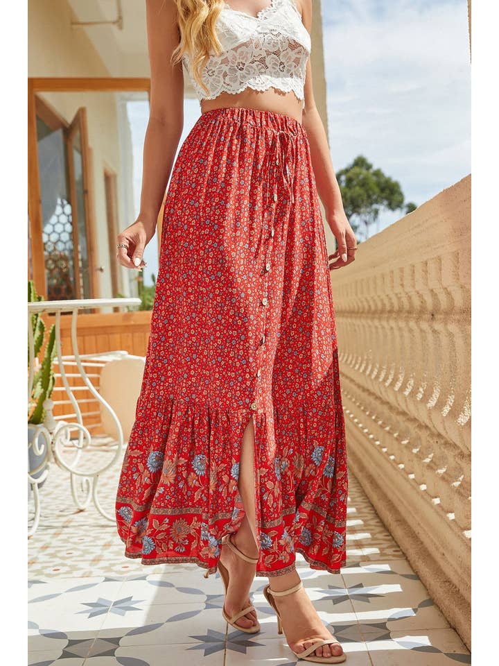 Katinki - Wholesale Skirt - Women's - Floral Print Maxi Skirt2