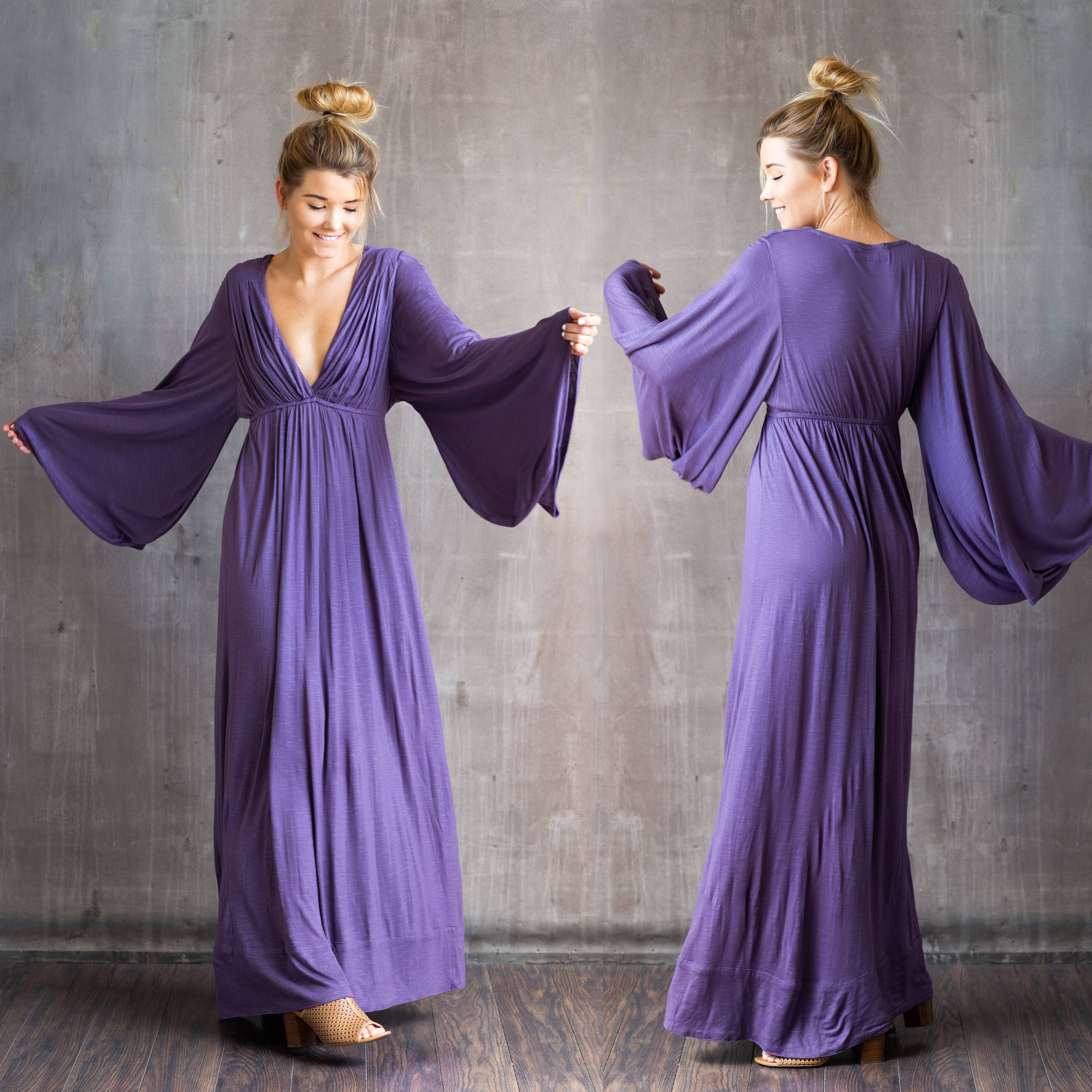 Paramita Designs - Vente Robe – femme - Robe longue déesse à manches cloche0