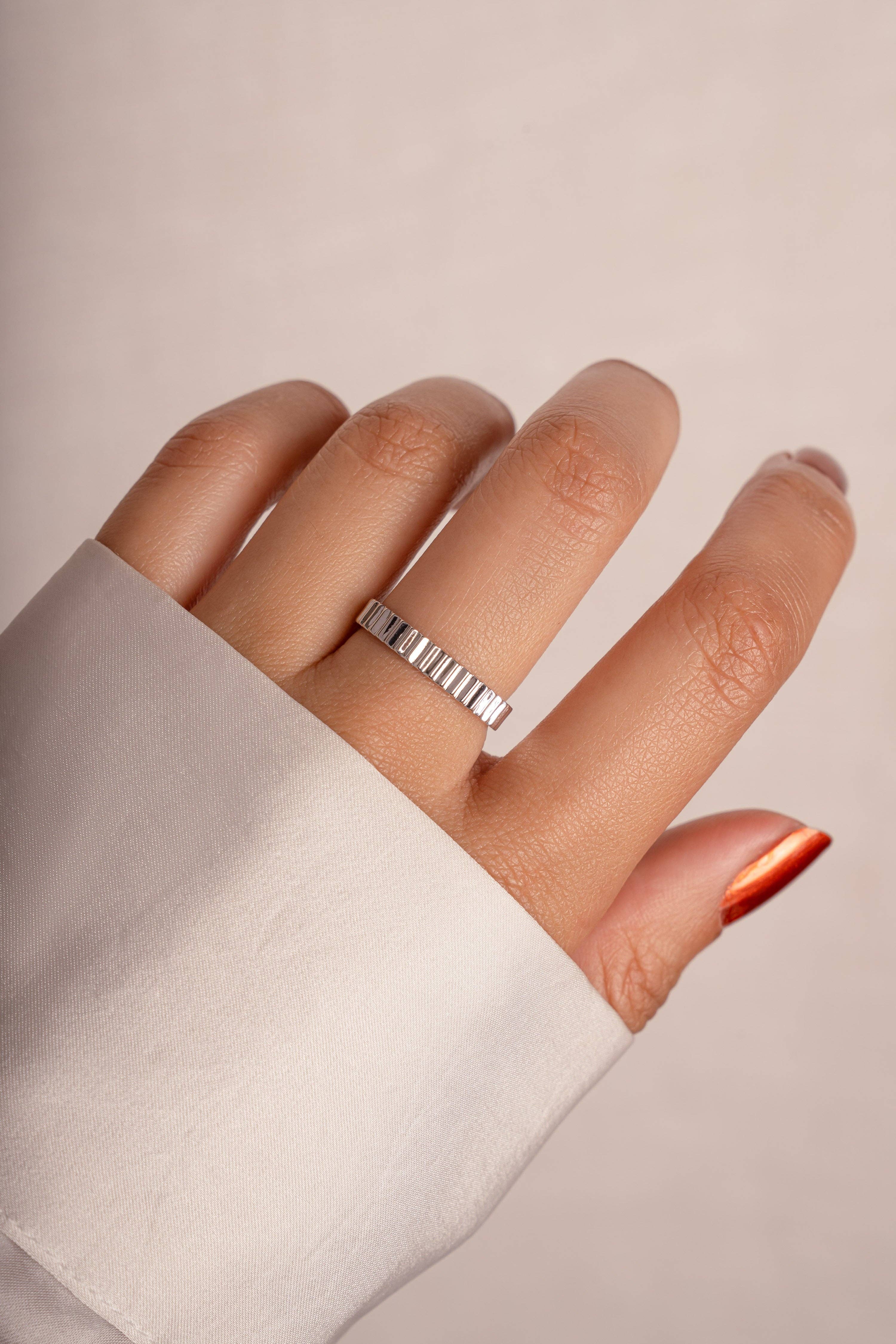 Sami Jewels – Anel de banda por atacado – Anel Ridged3