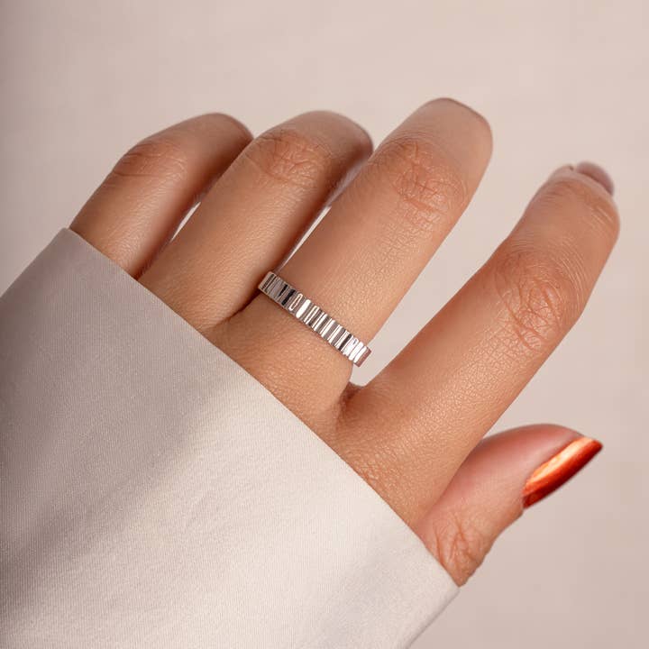 Sami Jewels – Anel de banda por atacado – Anel Ridged3