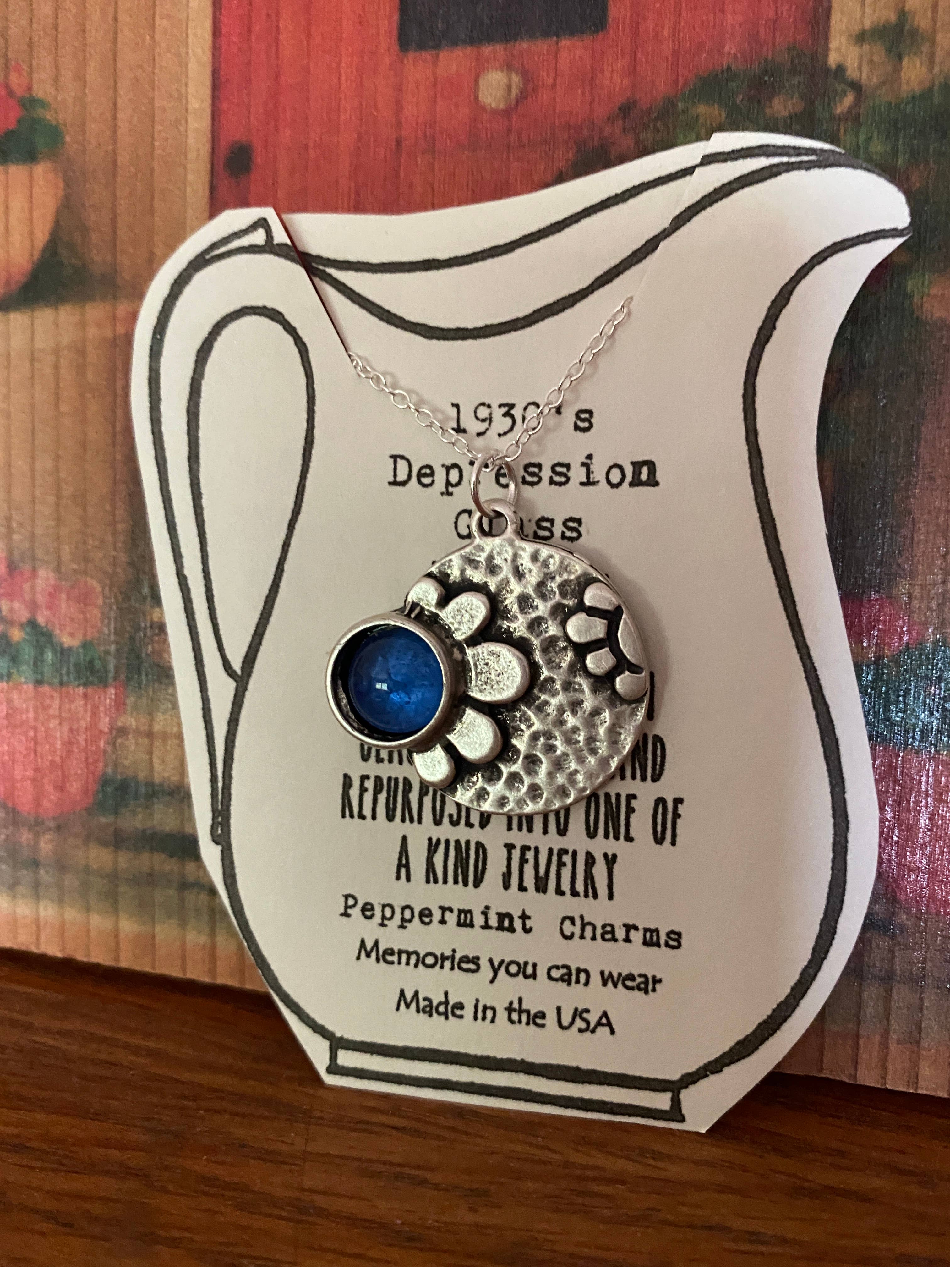 Peppermint Charms - Wholesale Pendant/Charm Necklace - Cobalt Blue Depression Glass daisy pendant necklace sterling1