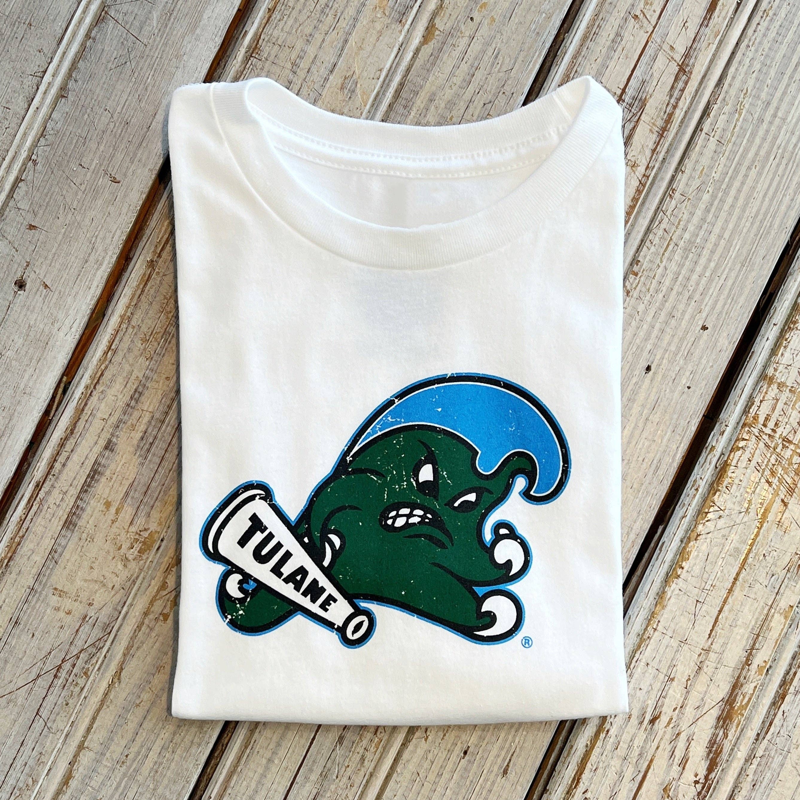 Nola Mercantile - Wholesale Screen Printed T-Shirt - Kids - Tulane Angry Wave Kids Tee-white0