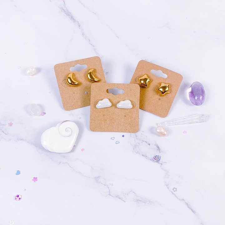 Peachpot Ceramics - Venta al por mayor Pendientes de botón/aretes de poste - Pendientes celestiales de porcelana12