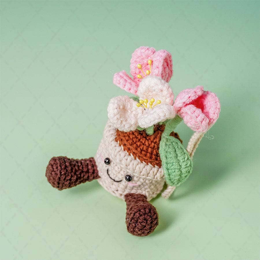 TOMOPOD LLC - Wholesale Car Decorative Charm - Women's - Crochet Smiling Tulip Flower Plant Pot Car Mirror Hanging2