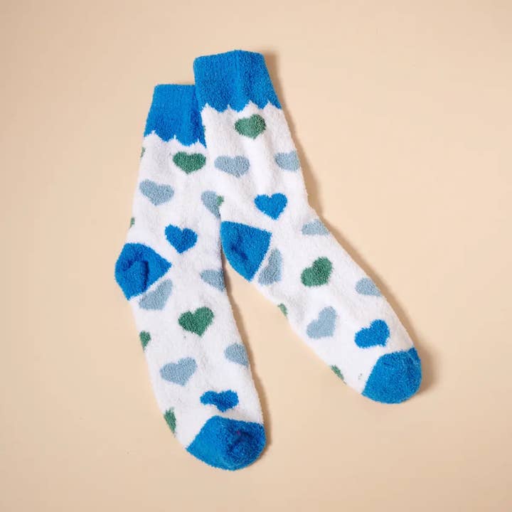 ASST Fuzzy Heart Print Socks Gift Set – 4 Pairs for Christmas Gift for wholesale on Faire5