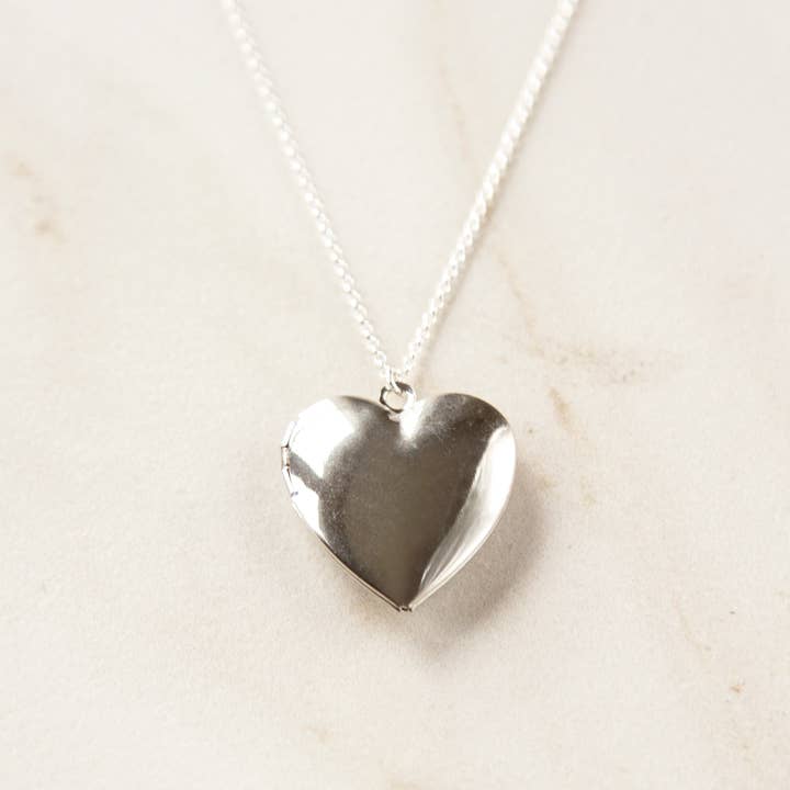 Stowaway Jewelry - Wholesale Locket Necklace - Large Silver Heart Locket Necklace