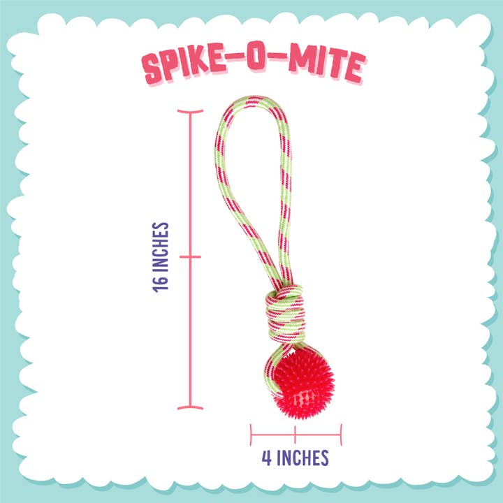 Pet Palette Distribution - Wholesale Pet Rope Toy - Dog - SnugArooz SpikeOMite Rope Dog Toy Assorted Colors 16"4