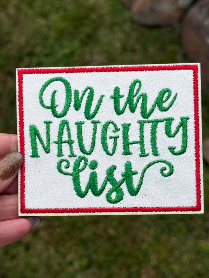 3.75” NAUGHTY LIST Hat Patch for wholesale by Ohh Seaux Cute