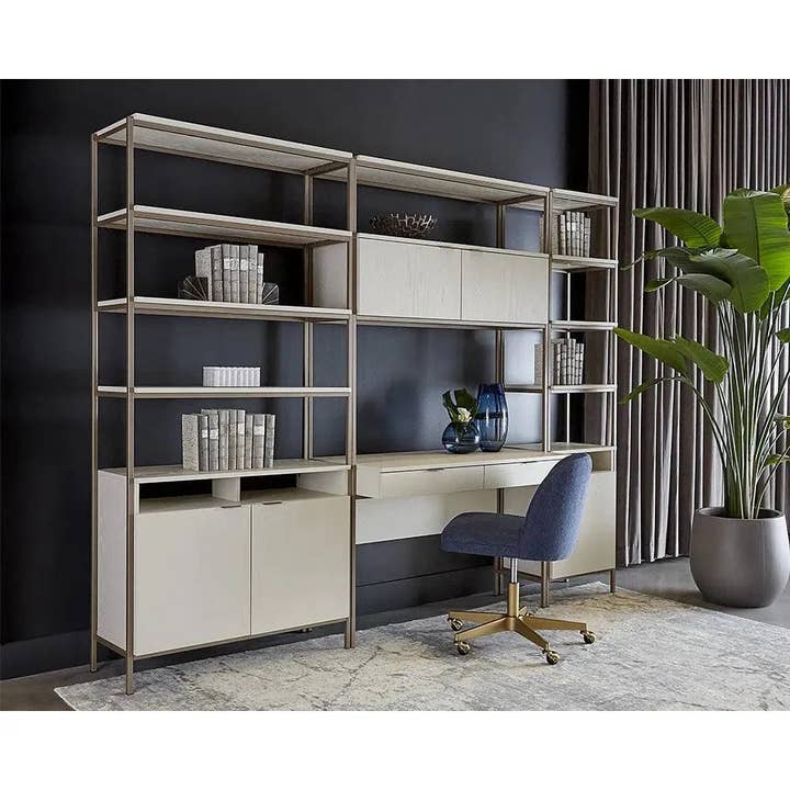 LOOMLAN - Wholesale Bookcase - Ambrose Wooden Iron Modular Bookcase