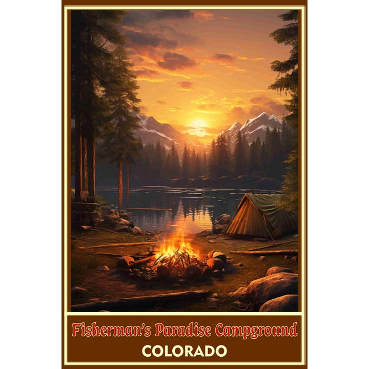 Fishermans Paradise Camping Fishing Travel Poster 16 x 24 for wholesale by BMS BIZ