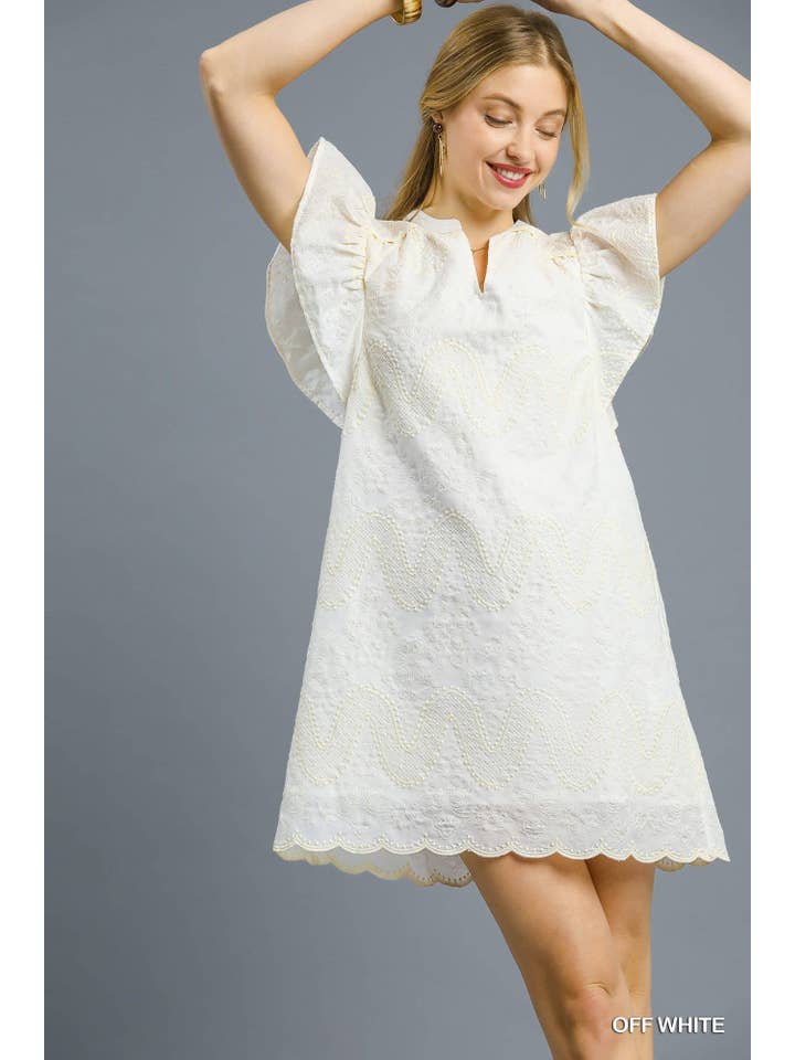 Vanilla Monkey - Vendita all'ingrosso Vestito - Donna - Abito Mini Ricamato con Orlo a Scallop3