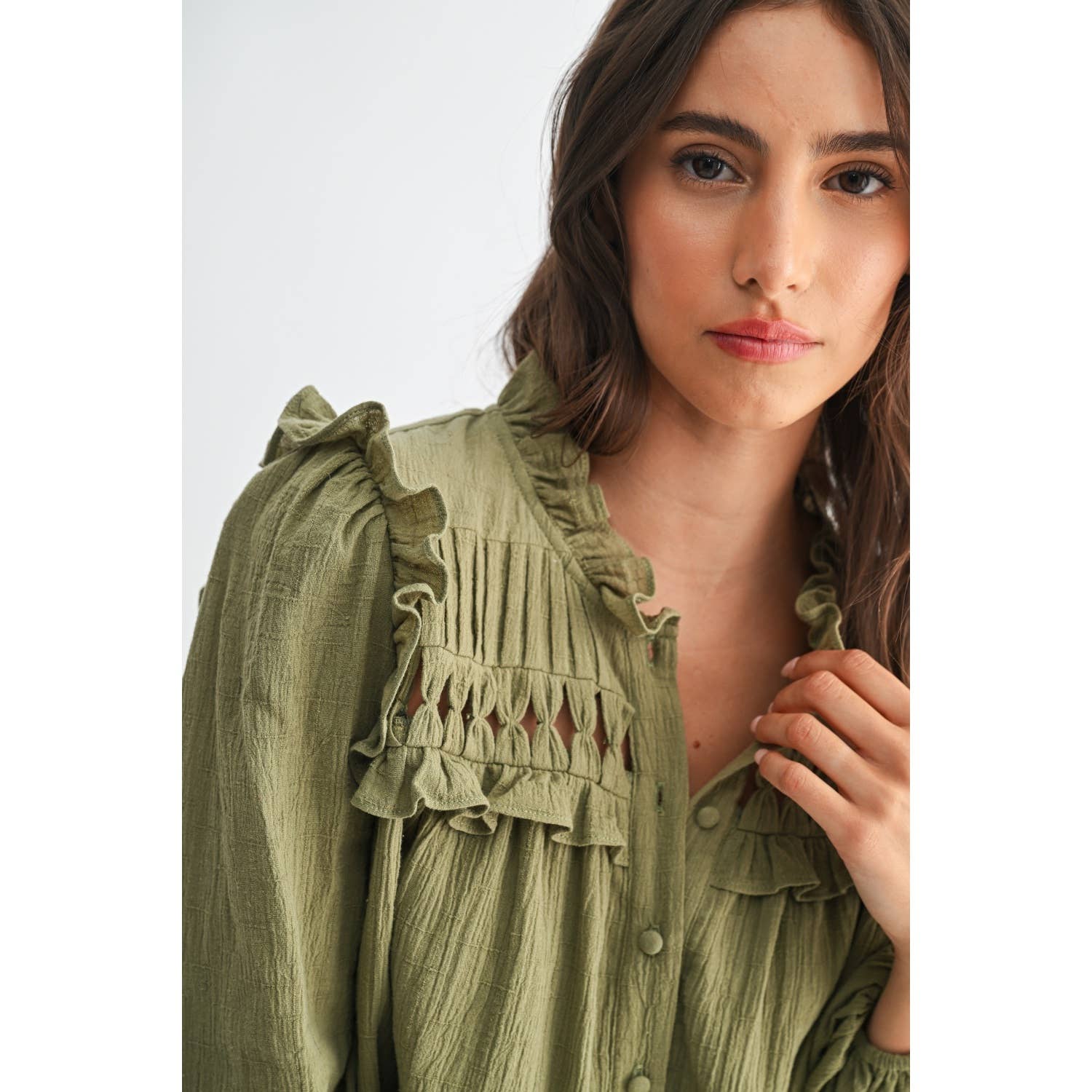 Camellia - Vente Chemisier – femme - BLOUSE AVEC DÉTAILS VOLANTÉS2