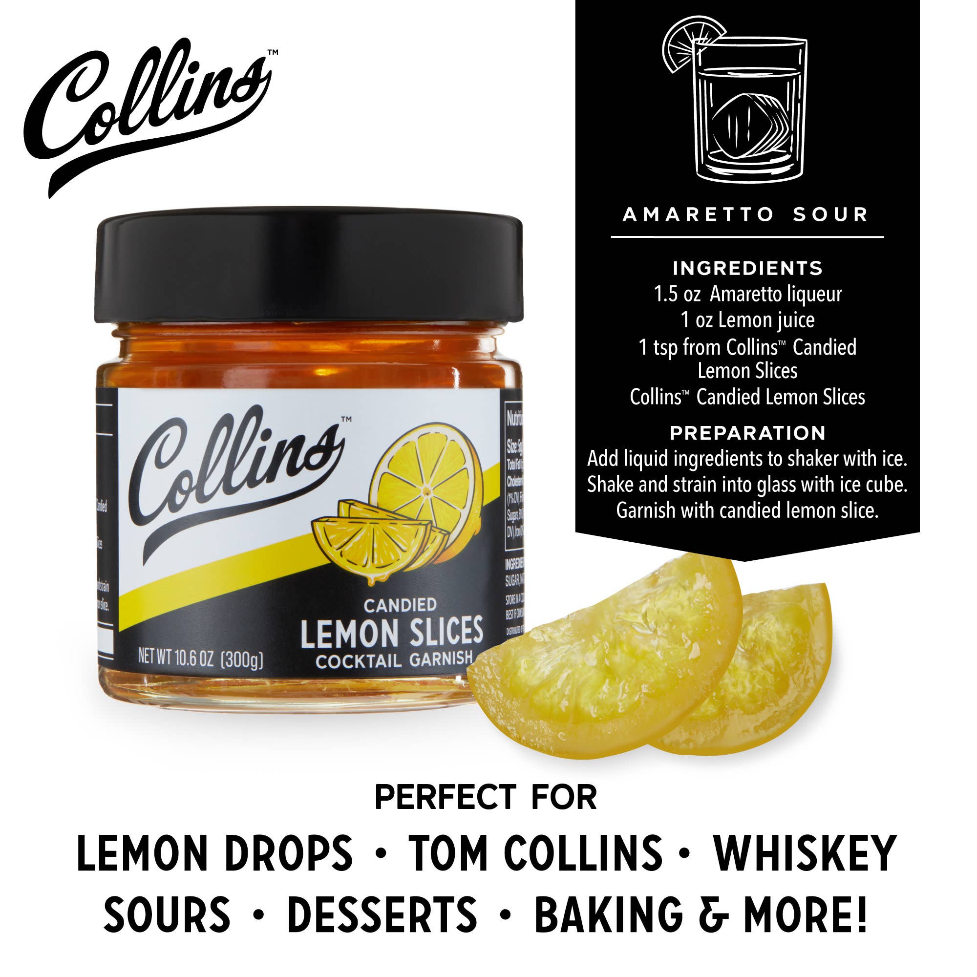 Collins - Wholesale Cocktail Mix/Syrup - Candied Lemon Slices in Syrup 10.6 oz2