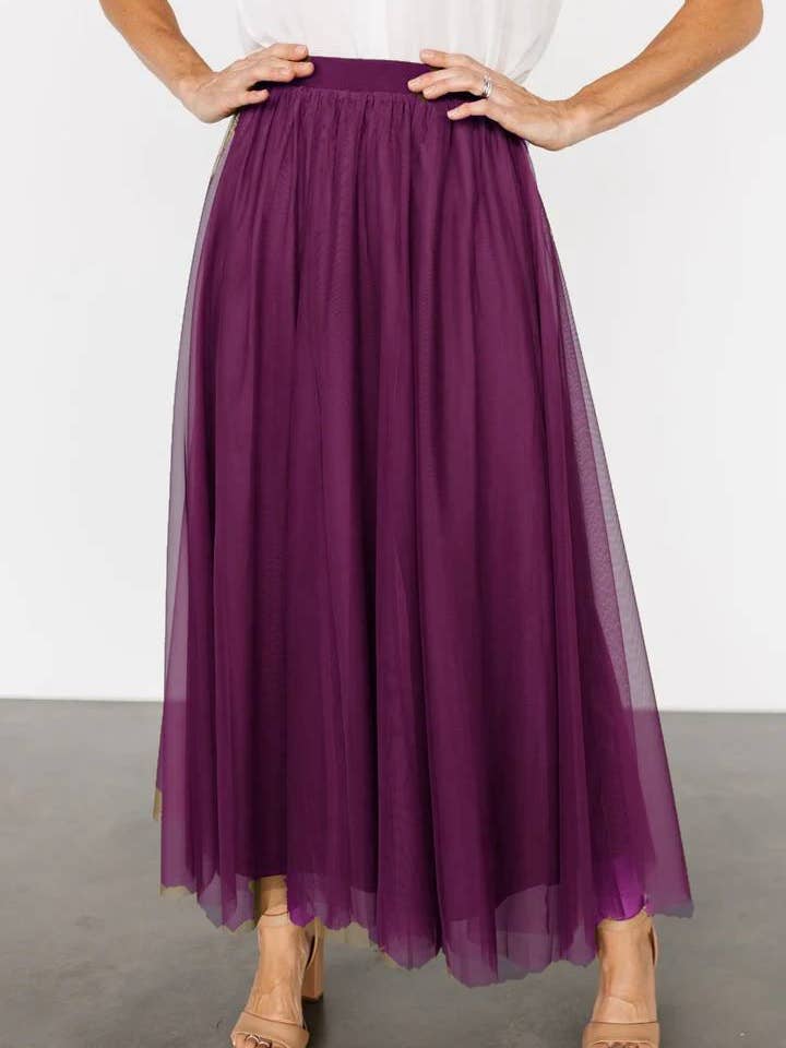 Rosa Clothing - Wholesale Skirt - Women's - 20 colors Ethereal Flowy Elastic Waist Pleated Tulle Skirt33