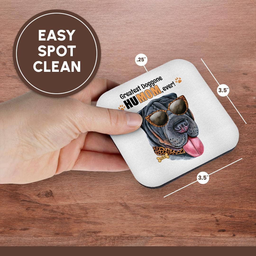 3dRose - Wholesale Coasters - 3dRose, An Adorable Black Shar Pei Dog Ready for Mom on Mothers Day, Coaster13